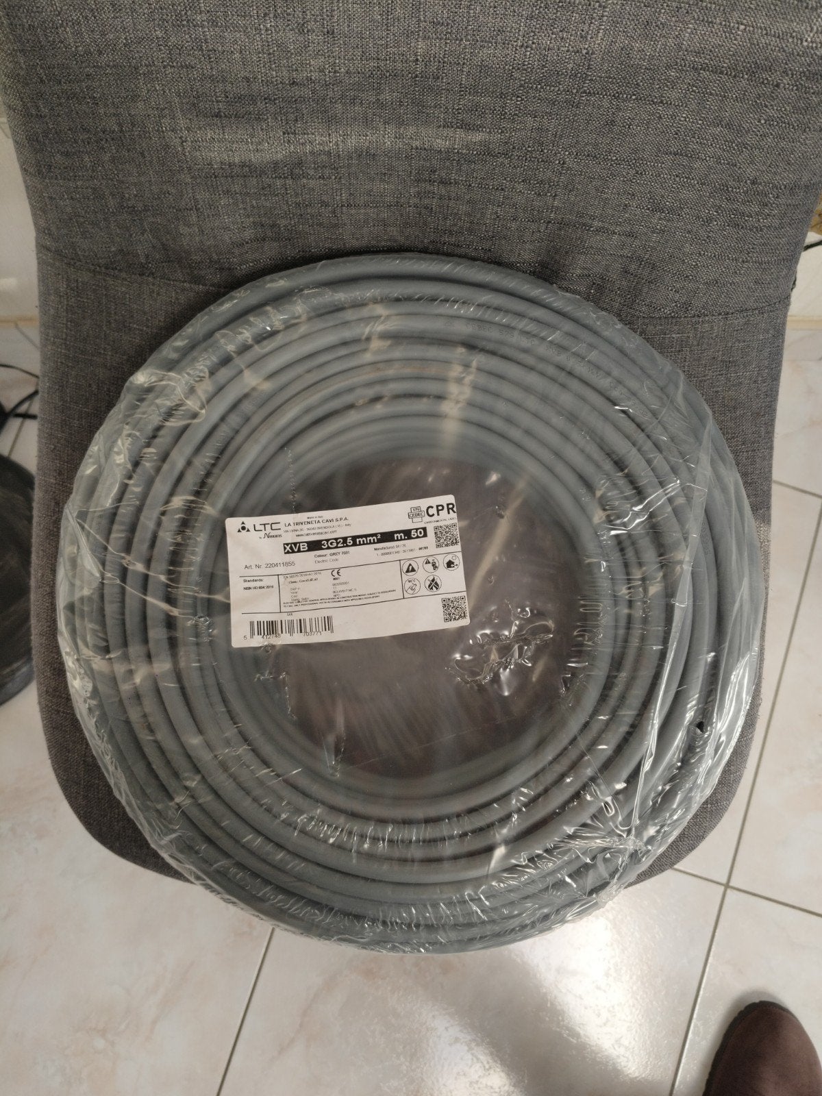 câble électrique xvb 3G 2,5mm2 50 m. Emballé neuf., Bricolage & Construction, Enlèvement