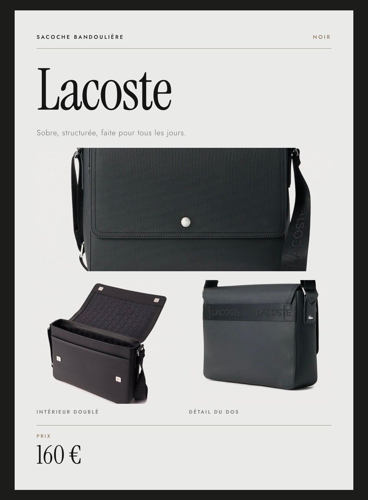 Sacoche LACOSTE, Bijoux, Sacs & Beauté, Enlèvement, Neuf