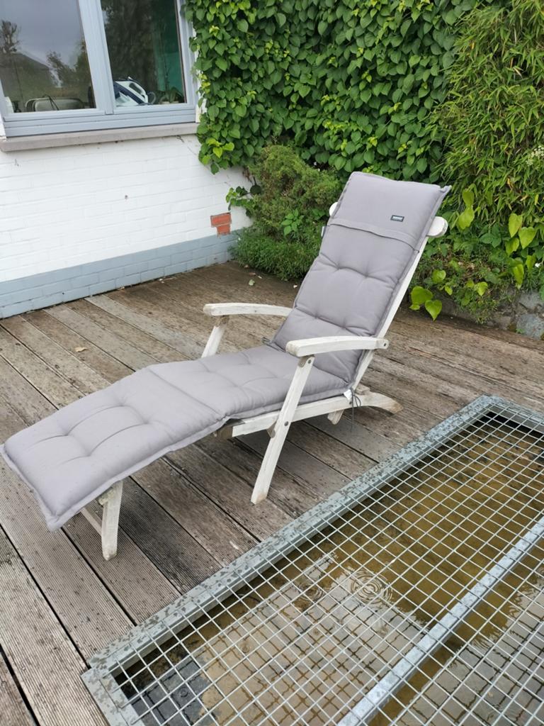 Ligstoel in hardhout met kussen, Tuin en Terras, Ophalen