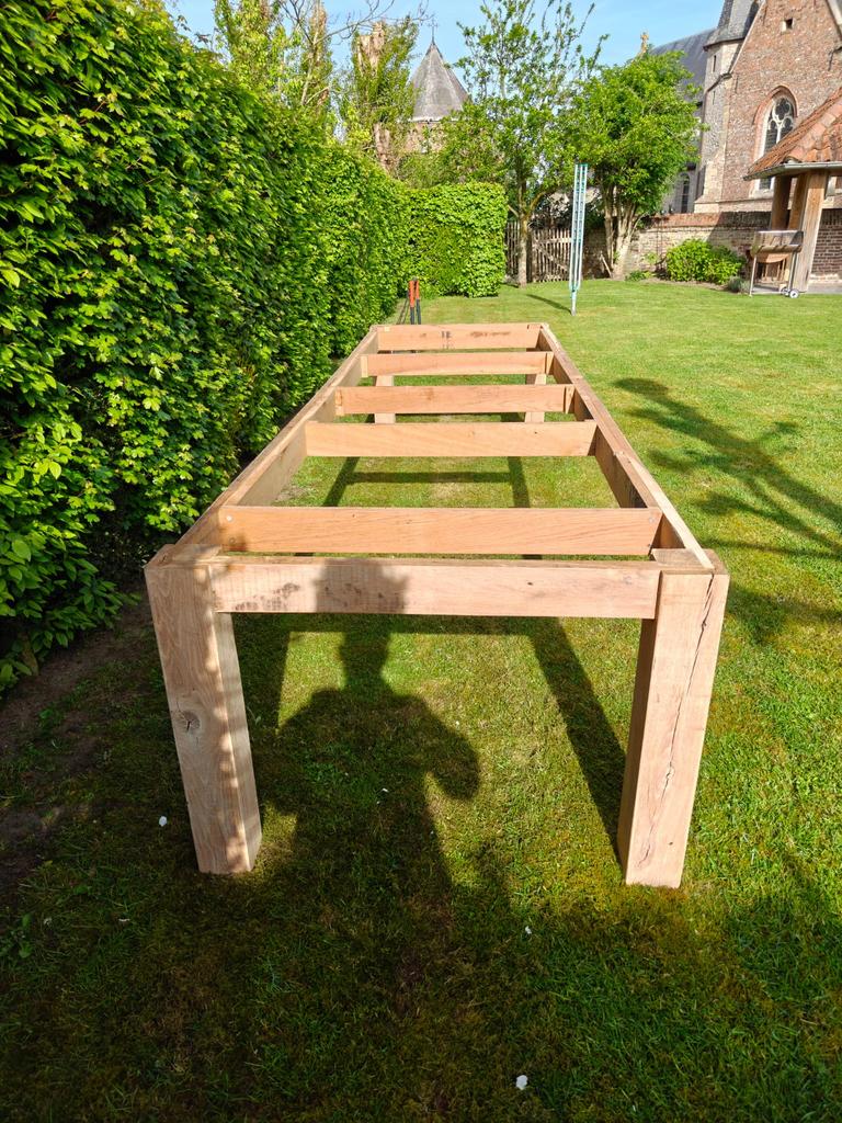 Mooi massief eiken onderstel tafel 3,5 m, Tuin en Terras, Ophalen, Zo goed als nieuw, Hout