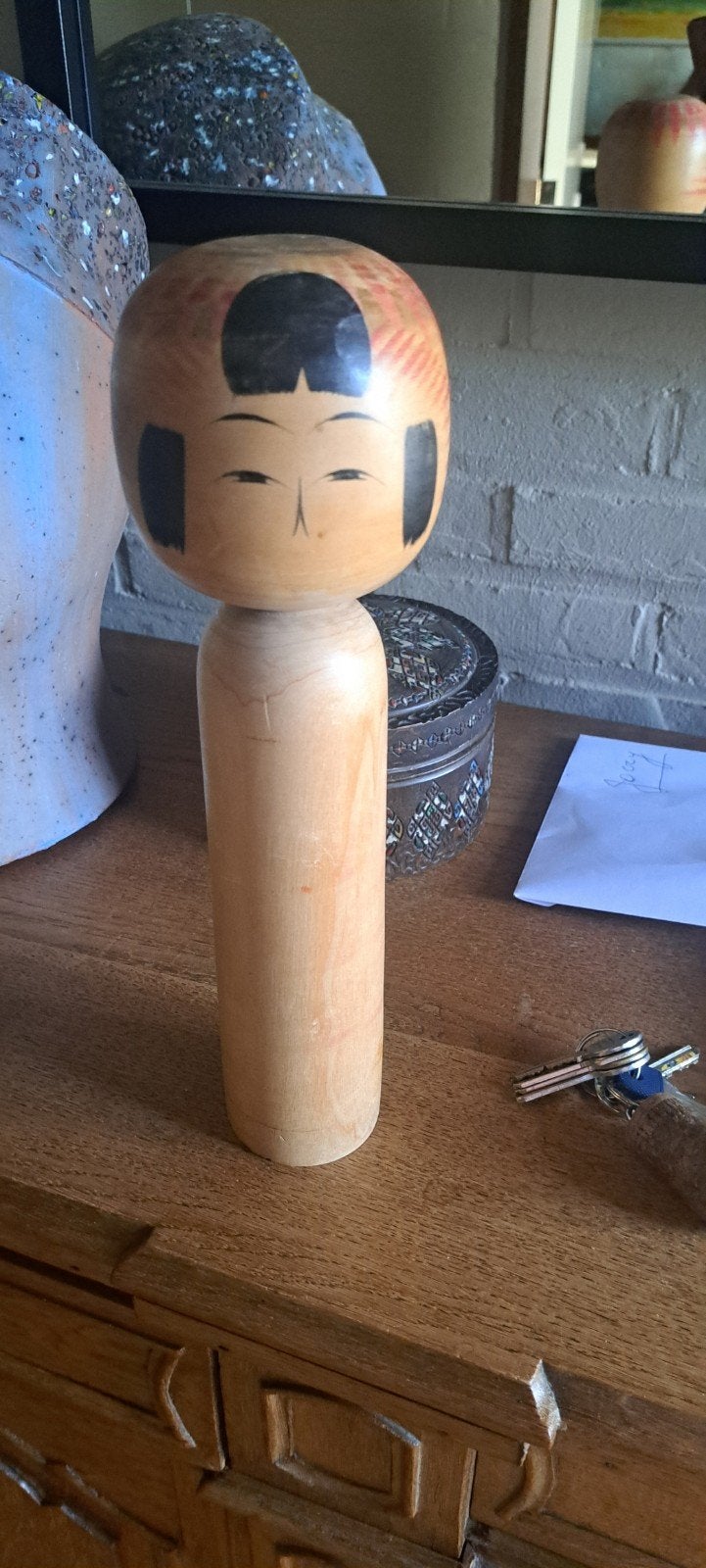 vintage Japanse Kokeshi pop gemaakt van handgedraaid hout., Antiek en Kunst, Ophalen of Verzenden