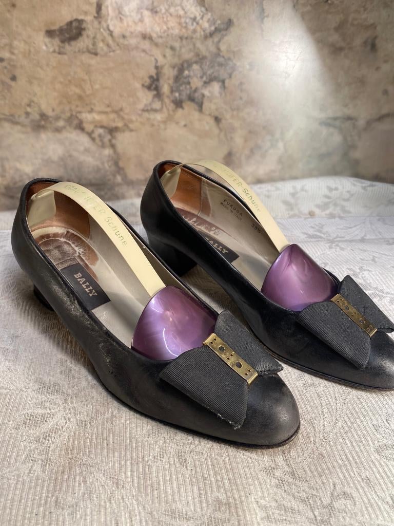 BALLY Vintage Leather Pumps Black Made in Italy Size 38.5, Pumps, Verzenden, Zwart, Zo goed als nieuw