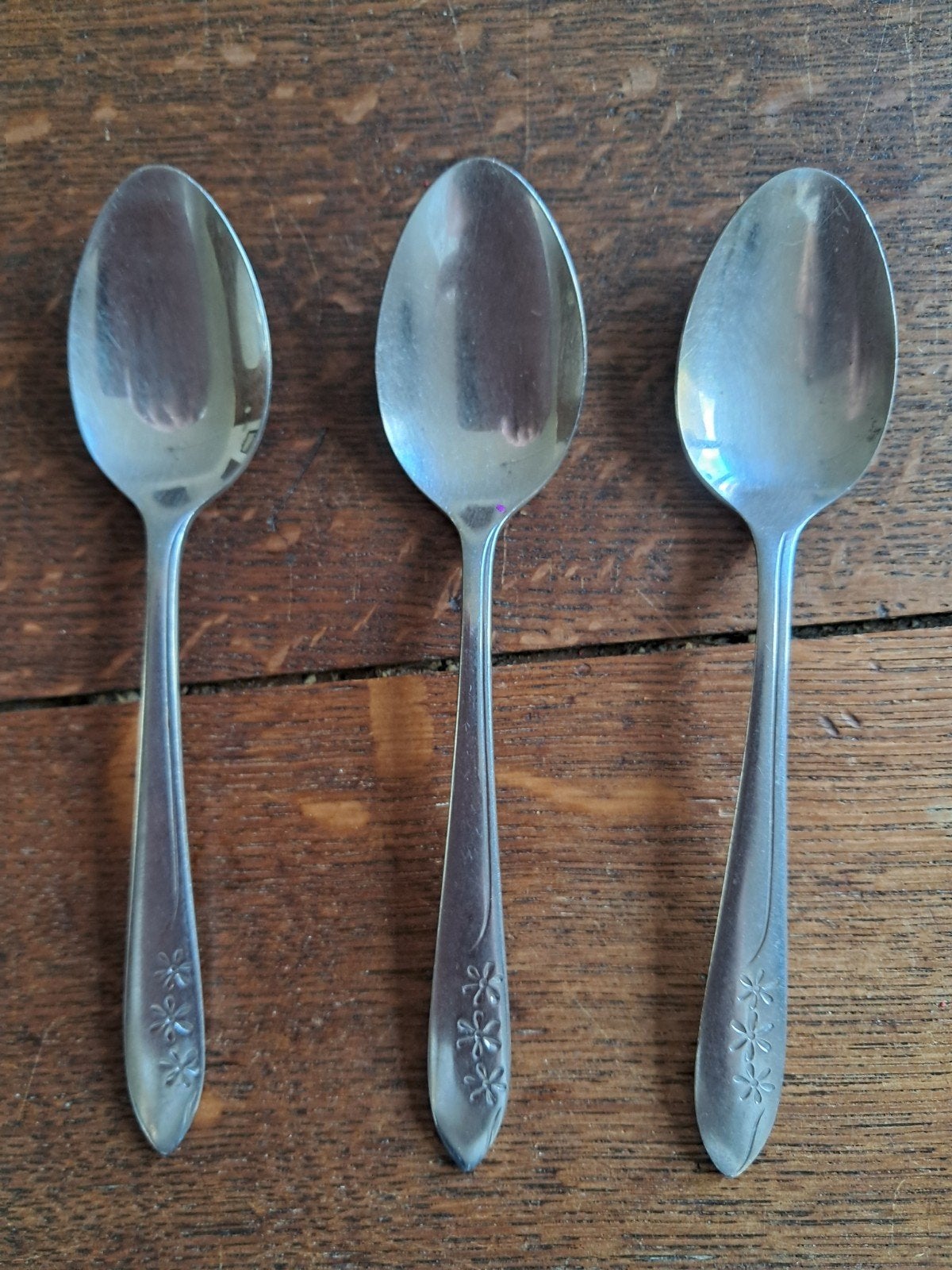 3 retro koffielepeltjes met 3 bloemetjes, Ophalen of Verzenden