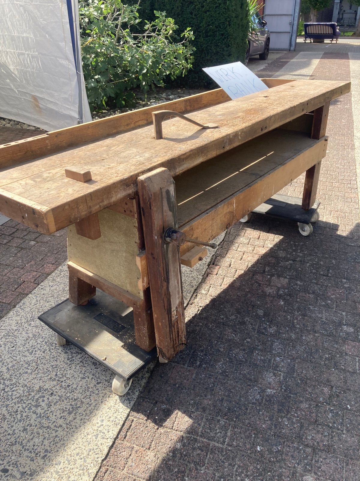 Houten werkbank, Ophalen, Gebruikt
