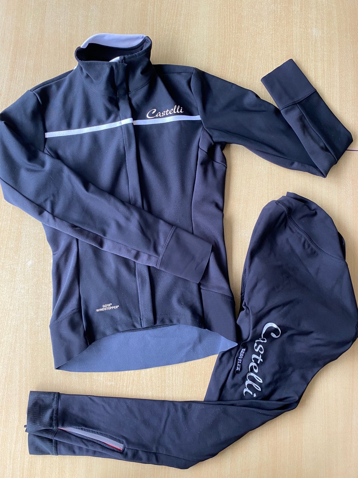 Wielerjack en lange broek Castelli, zwart, maat S, Kleding | Dames, Ophalen of Verzenden, Zo goed als nieuw, Maat 36 (S), Zwart