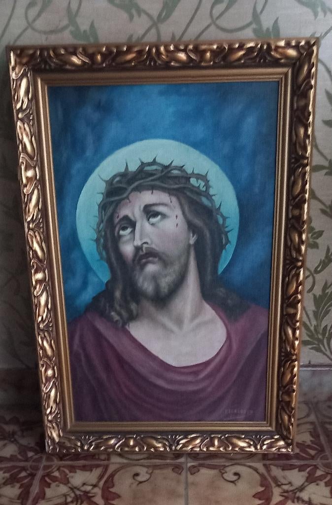 JEZUS CHRISTUS Olieverf schilderij op doek, Ophalen of Verzenden