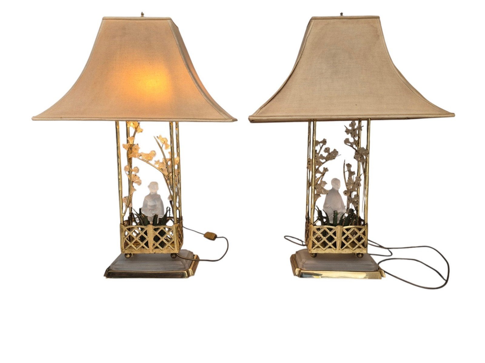 vintage paar Franse tafellampen Maison Bagues, Ophalen