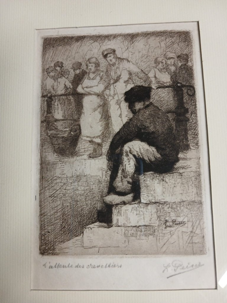 Kurt Peiser , titel L'attendre des crevettiers ., Antiquités & Art, Enlèvement ou Envoi, Eau-forte, Signé