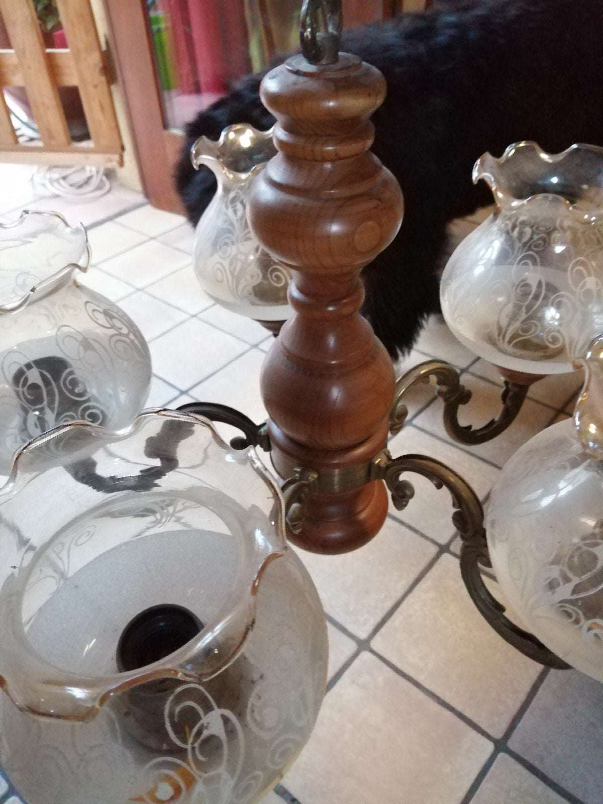 Lustre bois, très bon état, Antiquités & Art