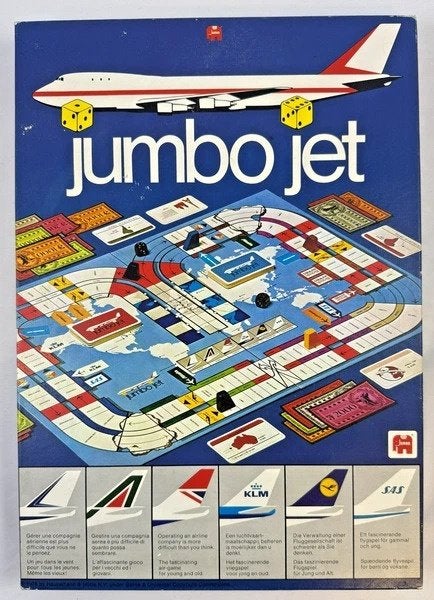 Jeu de société Jumbo Jet, jeu de société complet vintage des, 1 ou 2 joueurs, Envoi, Comme neuf, Jumbo