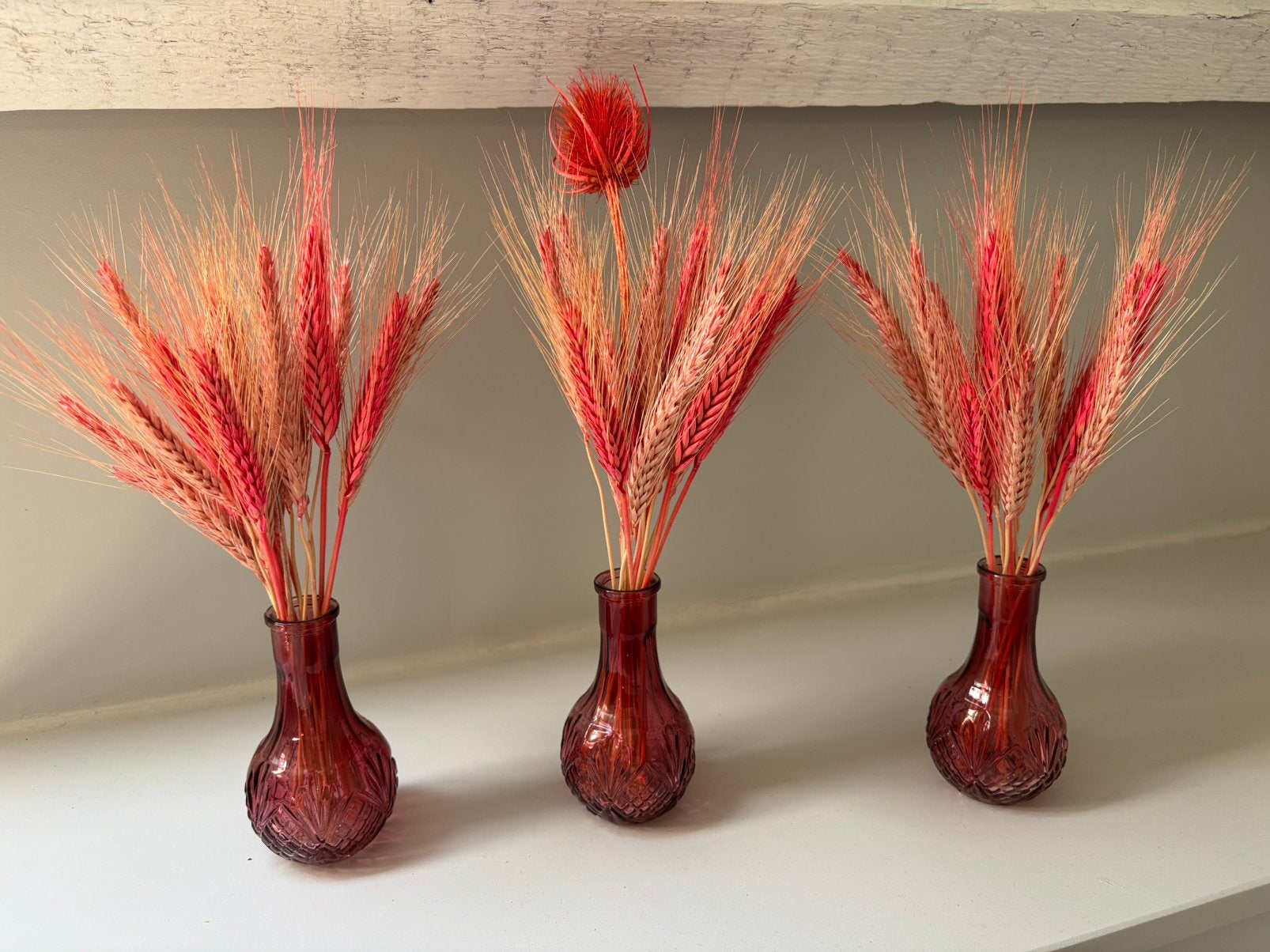 Roze vaasjes met droogbloemen, Convient pour fleurs séchées, Rose, Comme neuf, Enlèvement