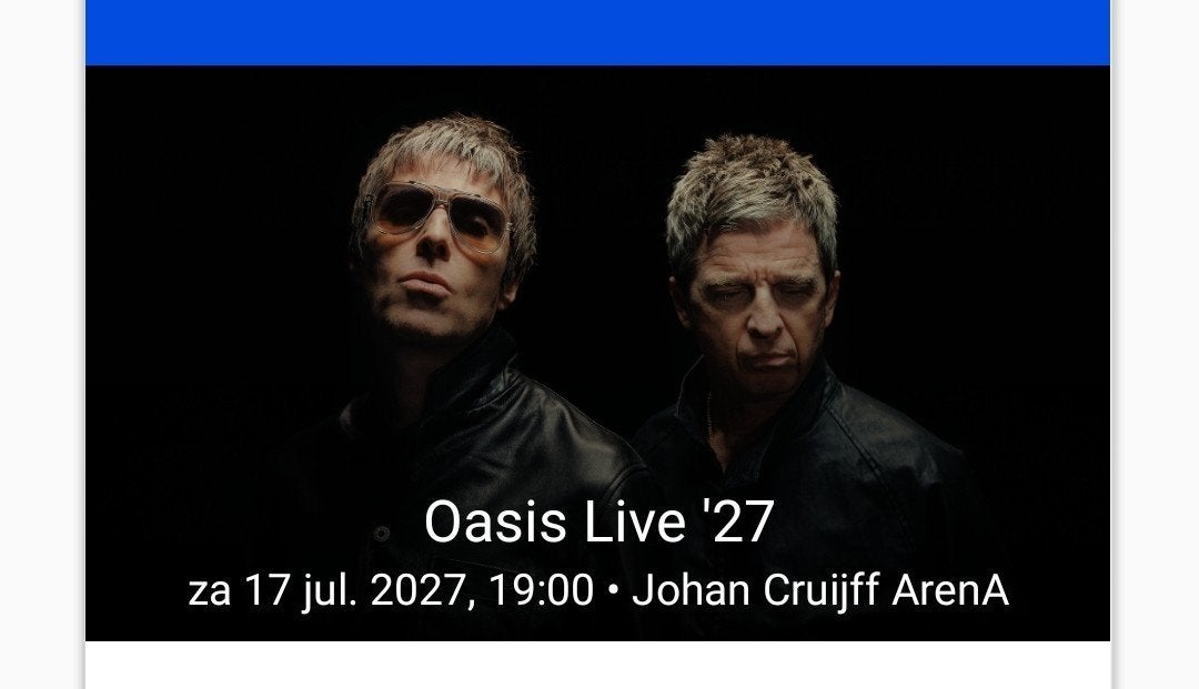 tickets oasis 2 stuks amsterdam, Tickets en Kaartjes, Twee personen, Juli