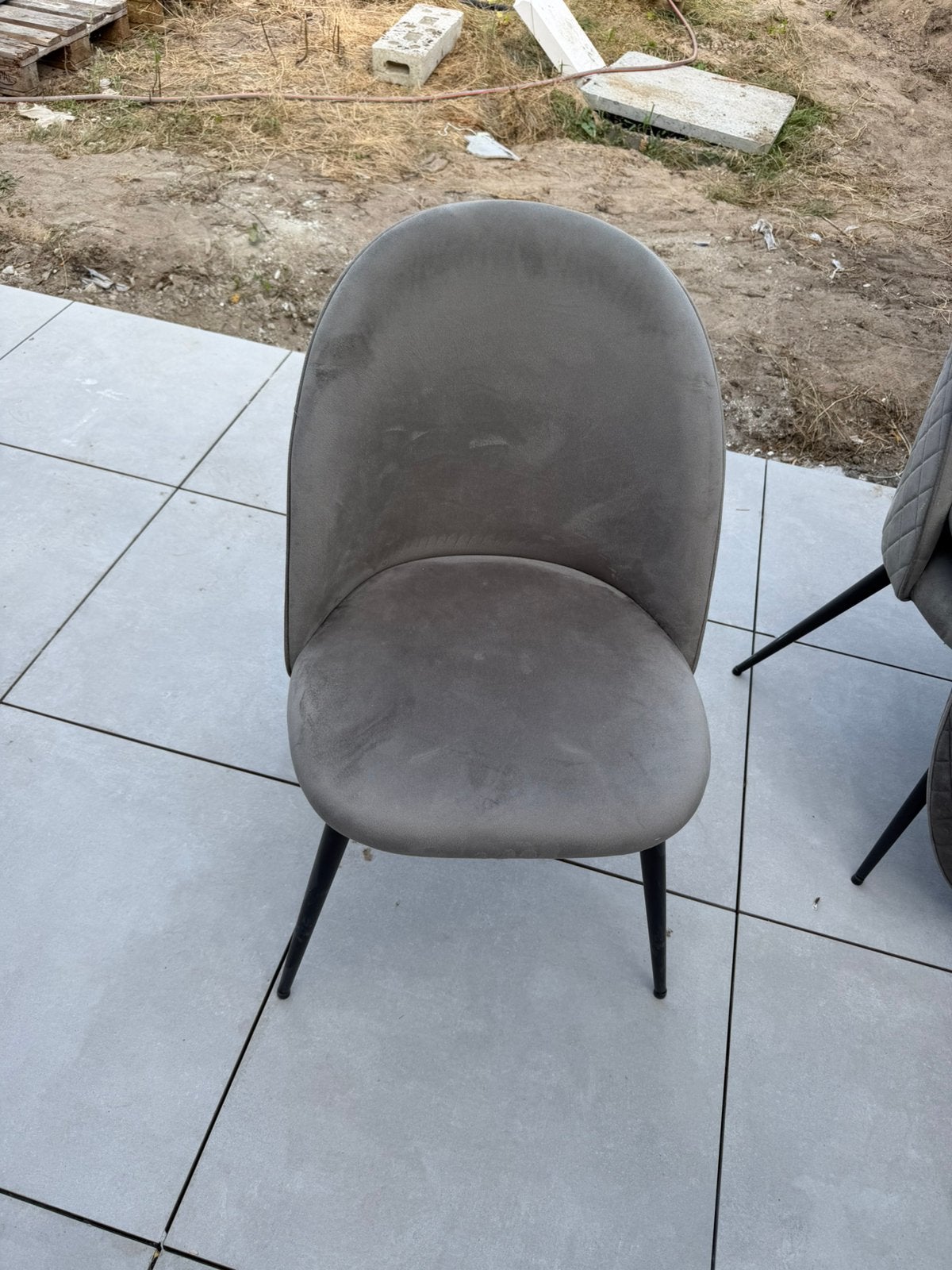 Velvet grijze stoelen, Huis en Inrichting, Ophalen, Zo goed als nieuw