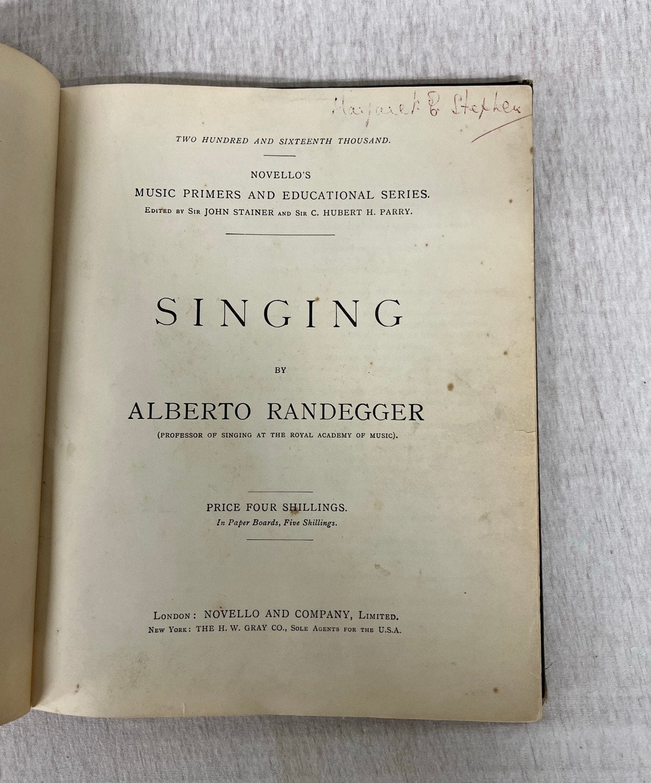 Carnet notes ancien Livre musique Singing Alberto Randegger, Musique & Instruments, Partitions, Chant, Enlèvement ou Envoi