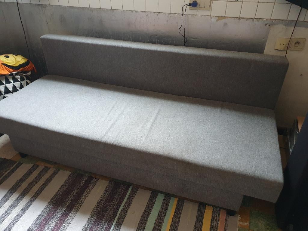 grijze zetel bed met opbergruimte, Ophalen, Gebruikt, Stof