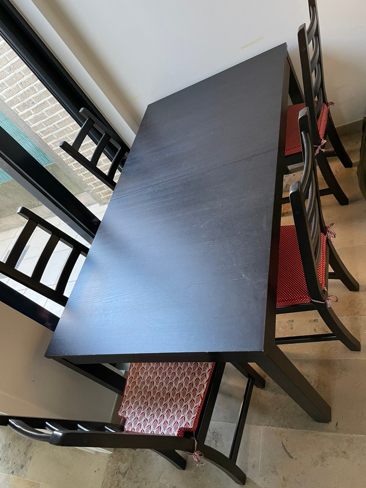 Uitschuifbare eettafel + 5 stoelen - prijs bespreekbaar, Huis en Inrichting, Ophalen, Gebruikt, Rechthoekig, 50 tot 100 cm