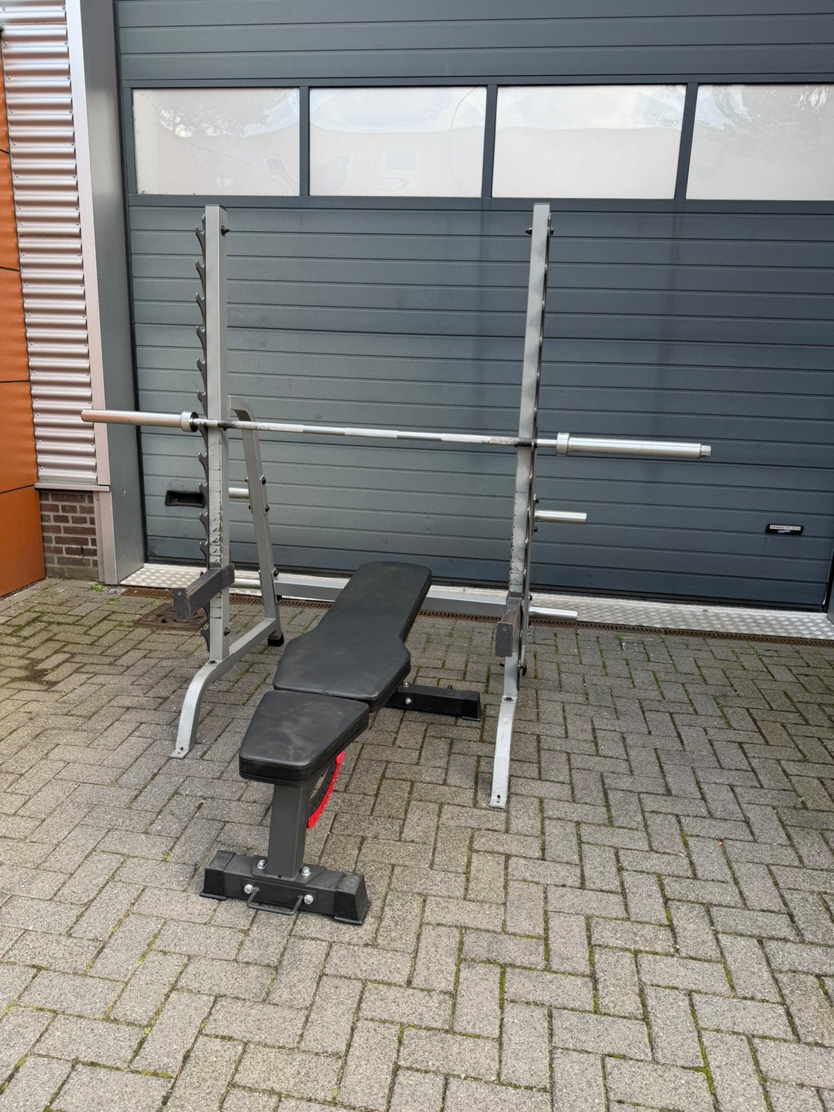 Body Solid Squatrek /Bankdruk , 90kg Bumperplates,Barbell, Ophalen, Gebruikt, Overige typen