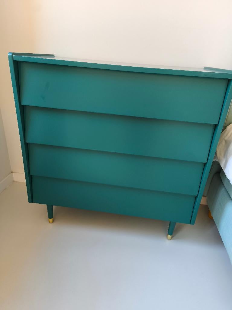 Groene commodekast, Huis en Inrichting, Kasten | Ladekasten, Ophalen, Gebruikt, 50 tot 100 cm, 3 of 4 laden