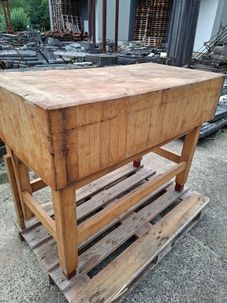 Origineel Blokvlak De Bilt Slagersblok (120x60x91 cm), Huis en Inrichting, Ophalen, Gebruikt, 100 tot 150 cm, Bruin