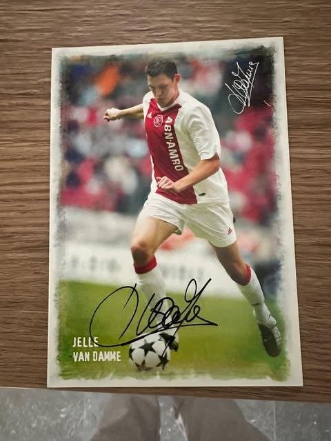 postkaart Ajax 2003 2004 Jelle Van Damme gesigneerd, Verzamelen, Spelerskaart, Info@ajxj.vd, Nieuw, Ophalen of Verzenden