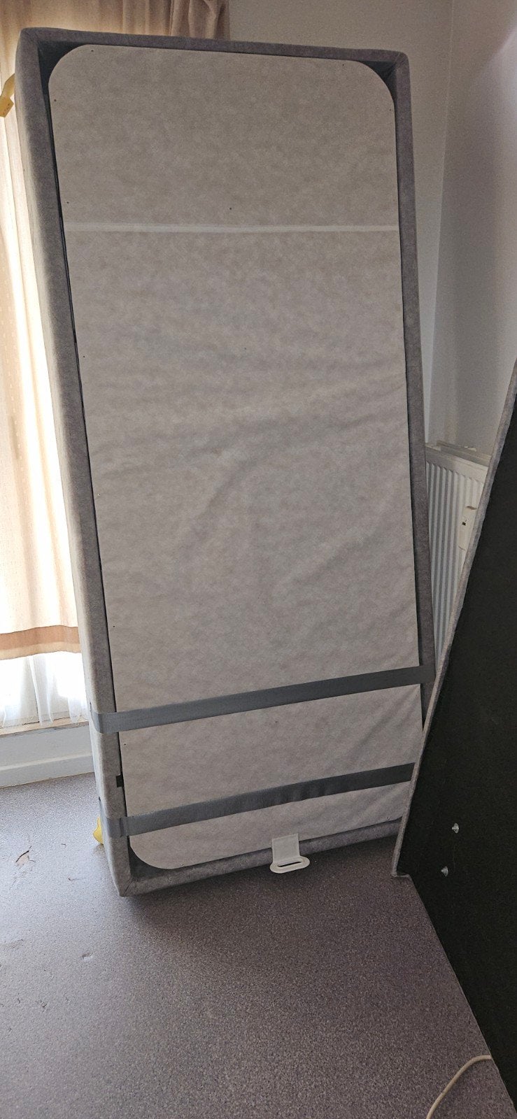 Sommier gris avec tête de lit — Lit complet, 90 cm, Gris, Enlèvement, 200 cm