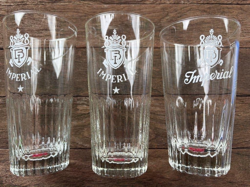 Imperial (3 verres), Collections, Marques de bière, Enlèvement ou Envoi, Utilisé, Verre ou Verres, Autres marques