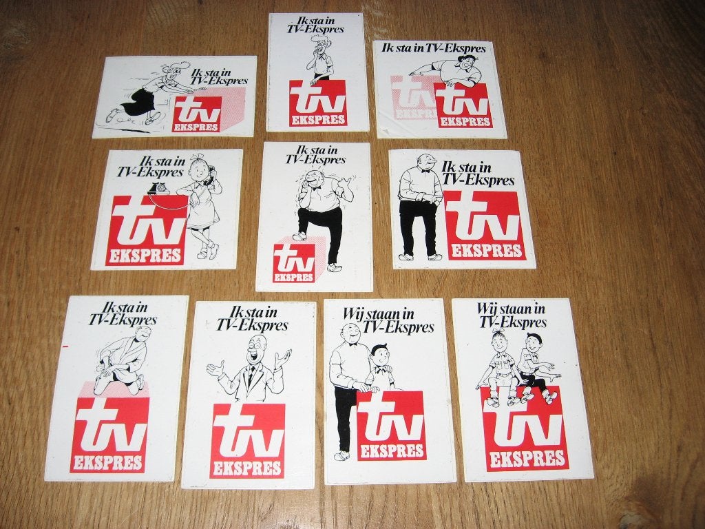 Ik/Wij sta/an in TV-Ekspres Suske en Wiske Stickers, Verzamelen, Ophalen of Verzenden, Nieuw, Strip of Tekenfilm