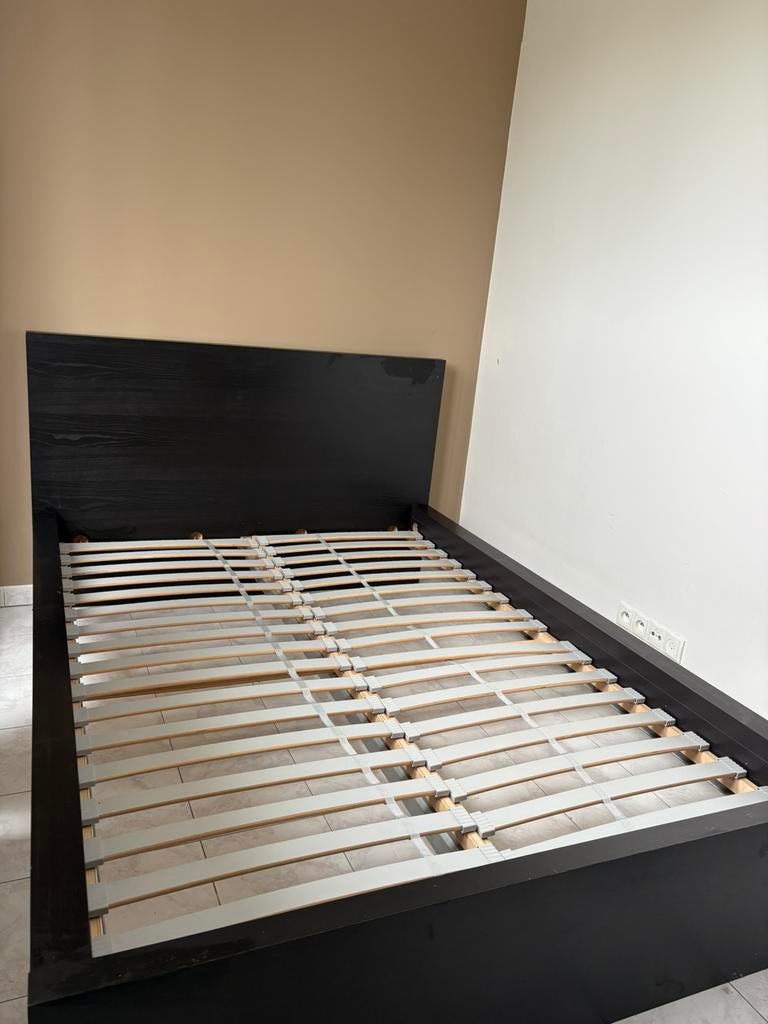 Ikea Malm bed 160cm, Huis en Inrichting, Slaapkamer | Bedden, Ophalen, Gebruikt, Zwart, Tweepersoons