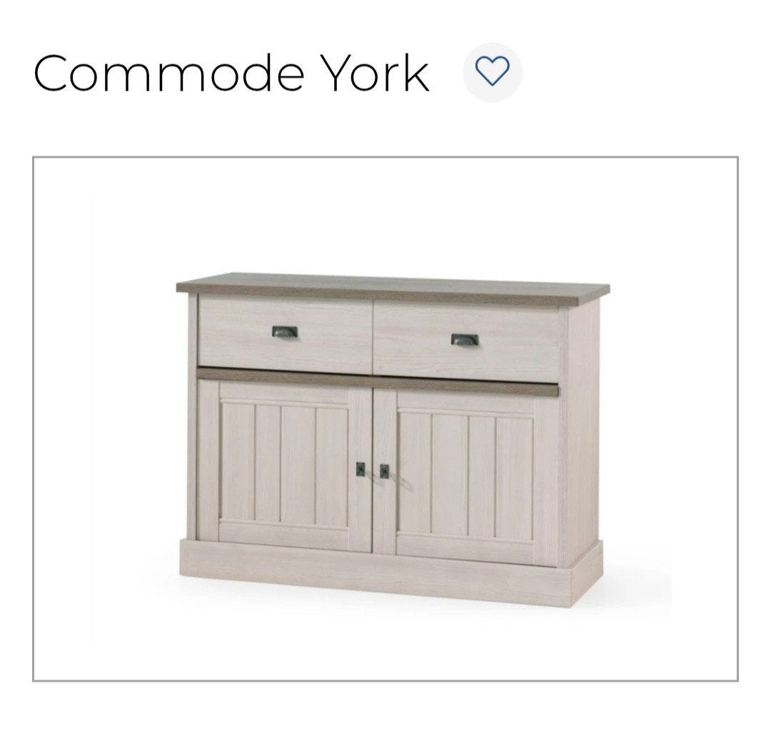 GEZOCHT: Commode 'York' (Landelijke stijl - Wit/Grijs), Avec tiroir(s), 25 à 50 cm, Comme neuf, Enlèvement