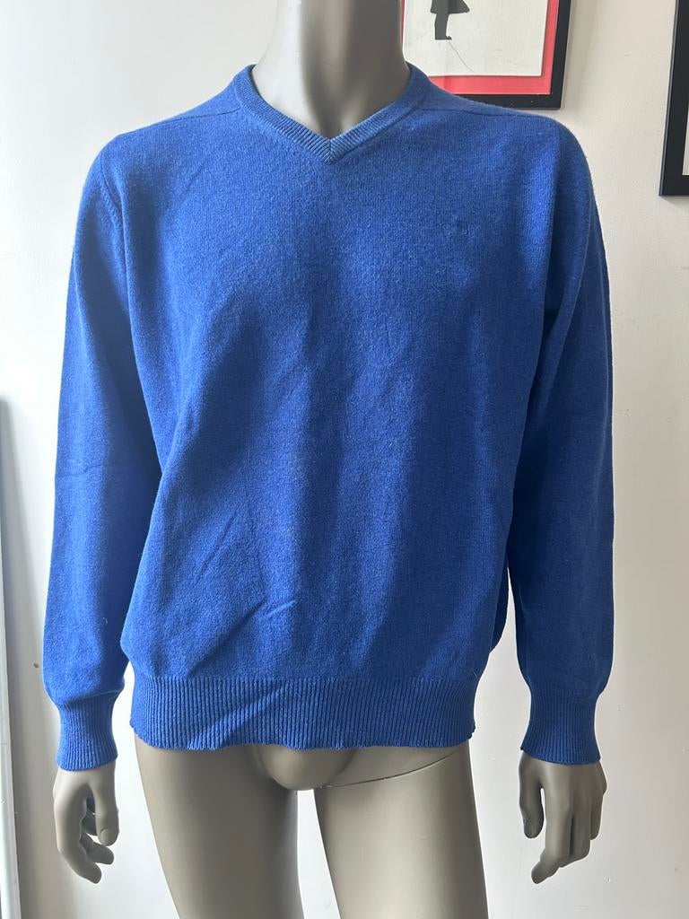 Balmain trui V-hals wol L koningsblauw, Kleding | Heren, Ophalen of Verzenden, Zo goed als nieuw, Maat 52/54 (L), Blauw