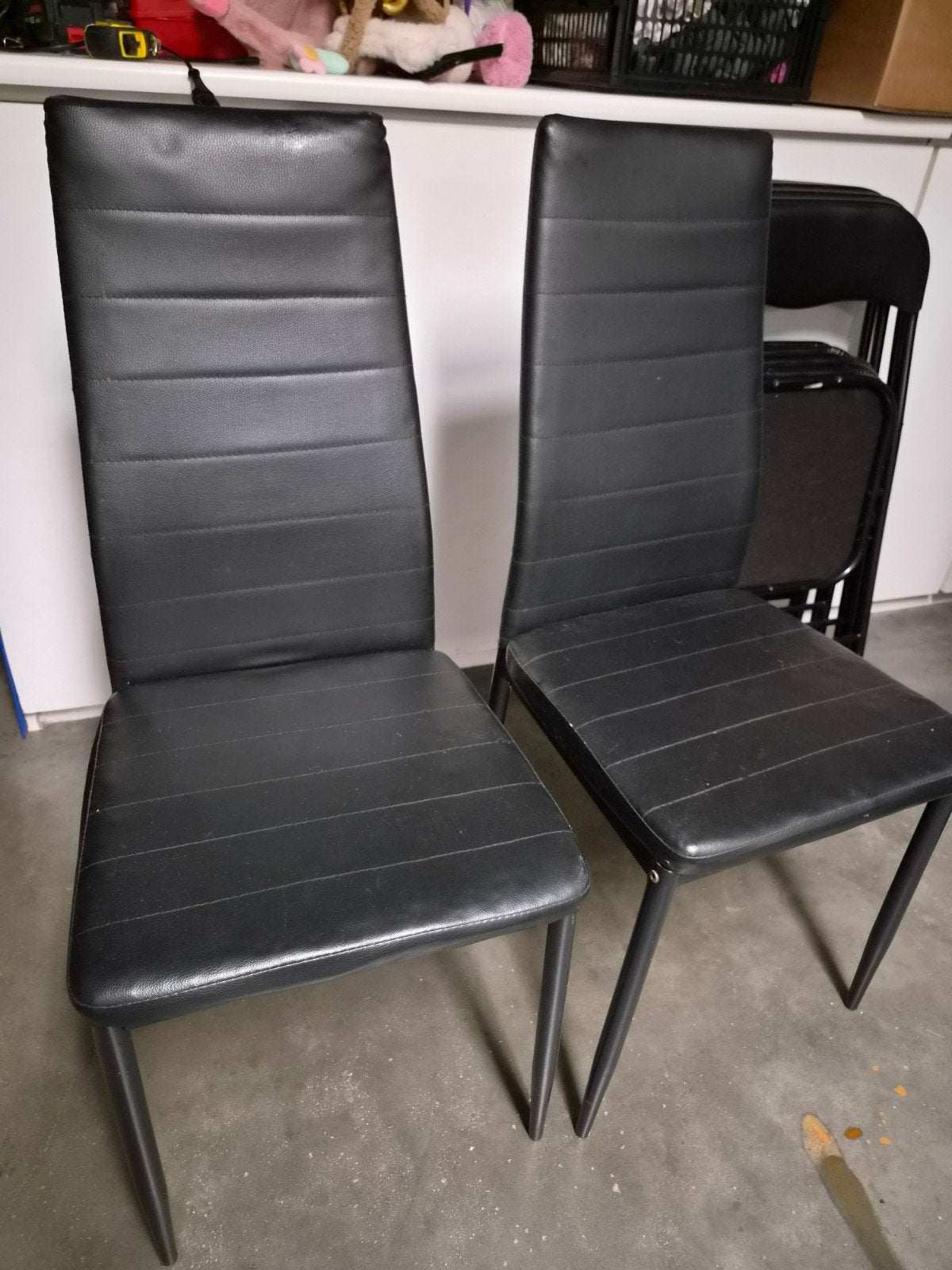 2 eetkamerstoelen, Huis en Inrichting, Ophalen, Gebruikt, Zwart, Overige materialen