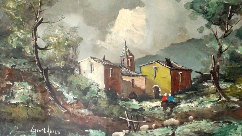 Tableau datant de 1920-40 - Signé - Paysage Hivernal, Peinture à l'huile, Encadré, Paysage, Enlèvement