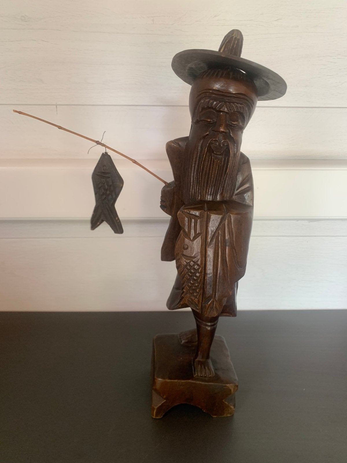 Houten aziatische visser, Antiek en Kunst, Kunst | Beelden en Houtsnijwerken, Ophalen, Hout