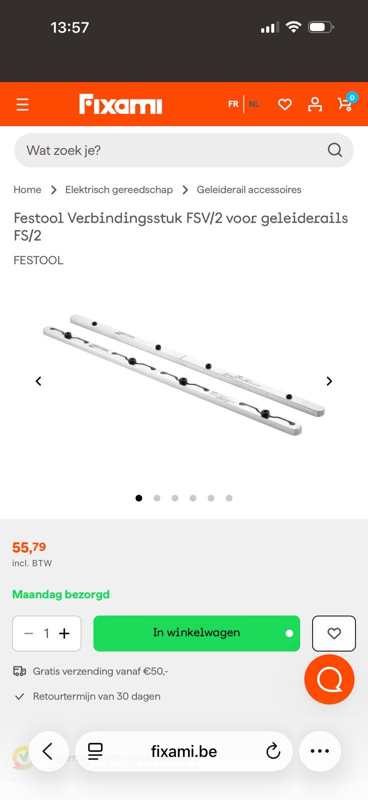 Festool Verbindingsstuk FSV/2 voor geleiderails, Doe-het-zelf en Bouw, Ophalen, Gebruikt