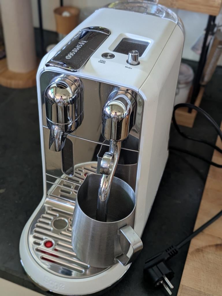 Sage Nespresso Creatista Plus Wit/ Chroom, Dosettes et capsules de café, Comme neuf, Tuyau à Vapeur, Enlèvement