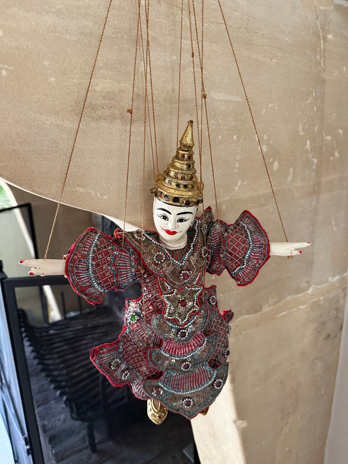 Marionnette traditionnelle birmane - Myanmar -  - 36 cm, Enlèvement, Poupée, Fait main