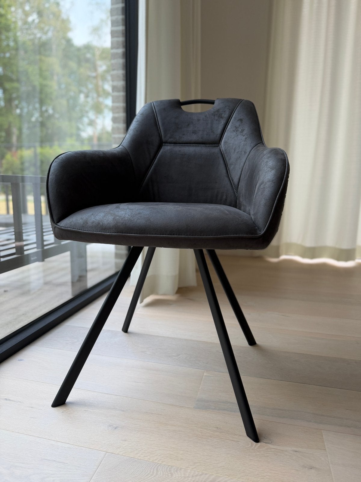 Luxe Eetkamerstoel(Antraciet/Donkergrijs)NIEUW NOOIT GEBRUIK, Maison & Meubles, Chaises, Enlèvement, Comme neuf, Noir, Tissus