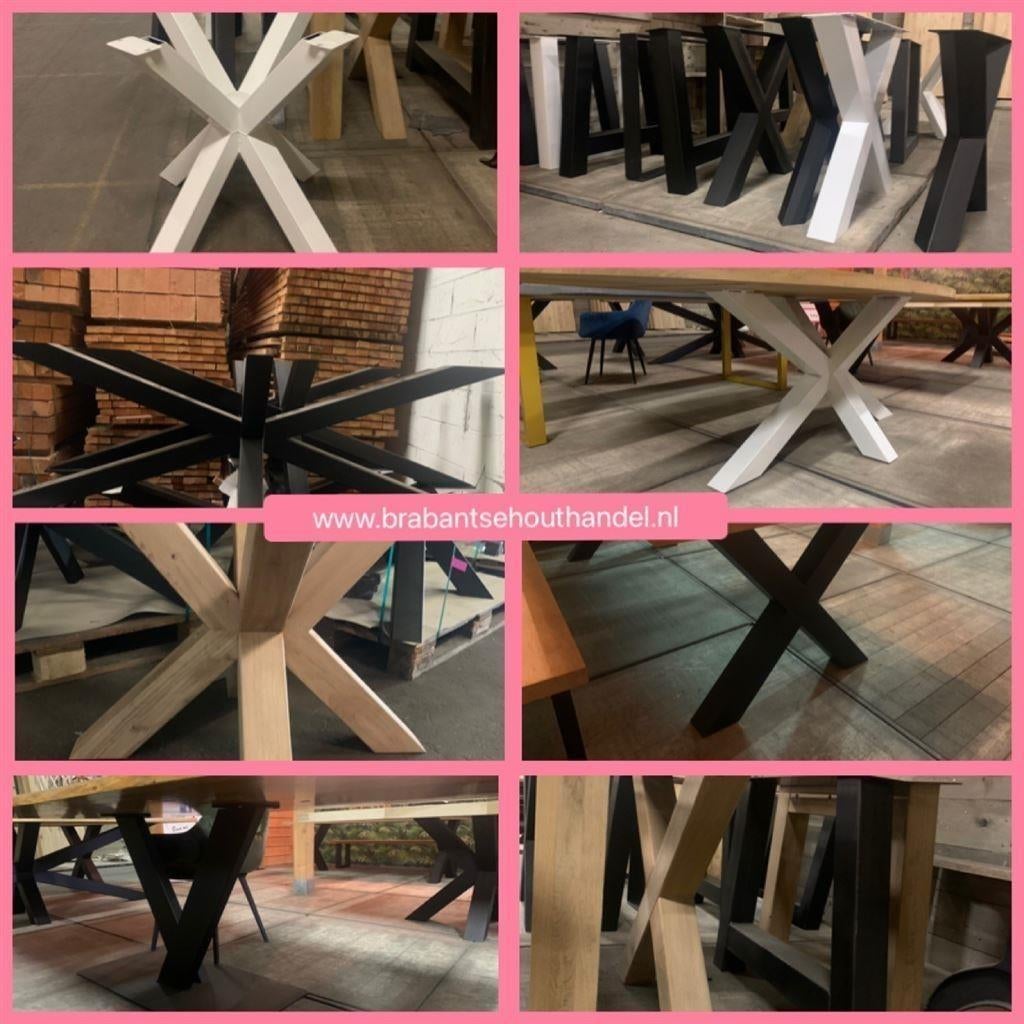 Stalen Tafelpoten | Eiken hout | Matrix, X, U, Maison & Meubles, Tables | Tables de salon, Neuf, Métal, Enlèvement ou Envoi