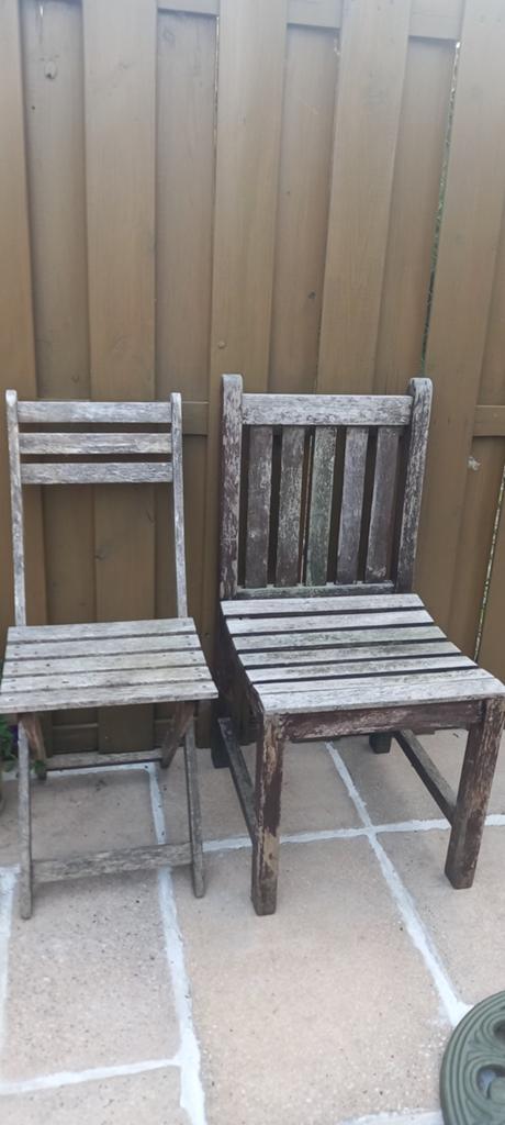 2 houten tuinstoelen, Tuin en Terras, Ophalen, Gebruikt, Hout