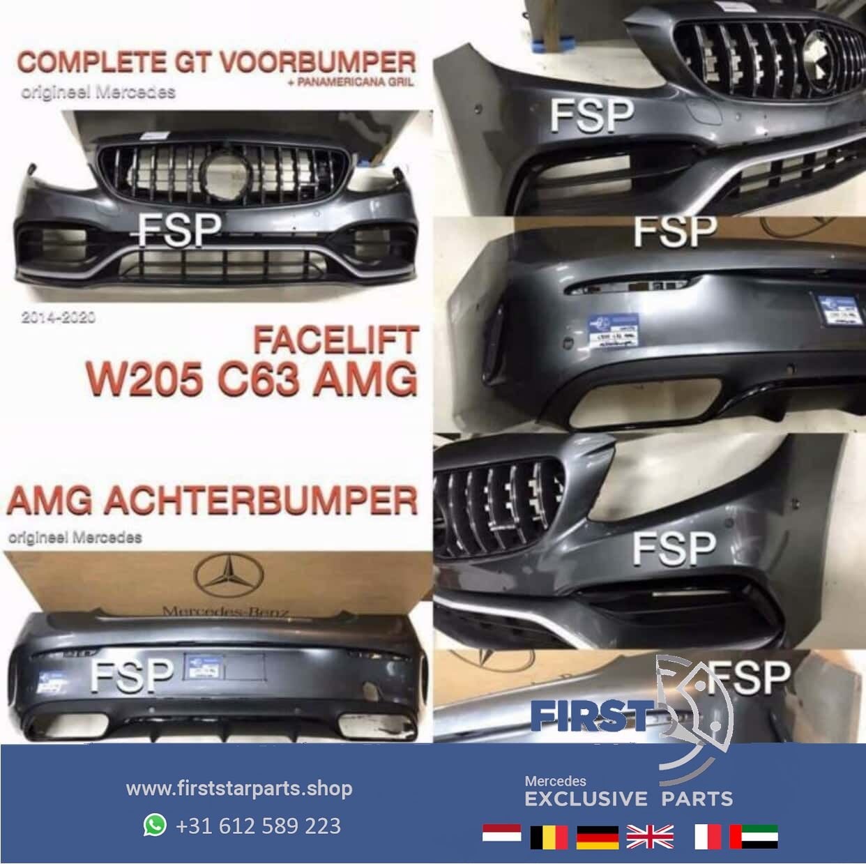 W205 COUPÉ CABRIO C63 S AMG PAKKET ORIGINEEL MERCEDES C Klas, Gebruikt, -, Ophalen of Verzenden, Bumper