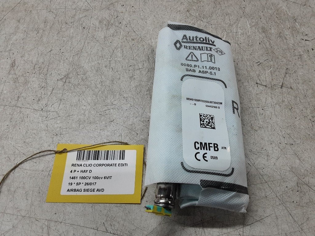 AIRBAG SIÈGE AVANT DROIT Clio V (RJAB) (634432900D), Renault, Mevr. I. Hauben, Utilisé, Rue de l'Espoir 34 34
4030  GRIVEGNÉE, BE