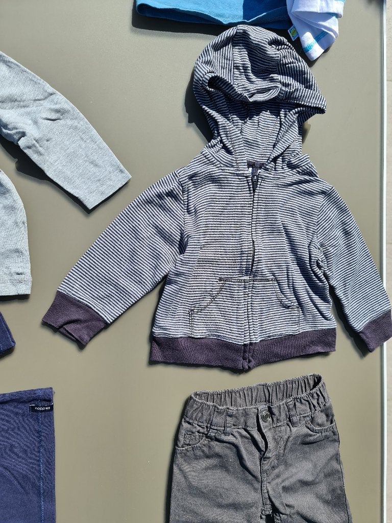 gestreepte rits cardigan, gillet, pull, trui, hood 9m 74cm, Enfants & Bébés, Enlèvement, Comme neuf