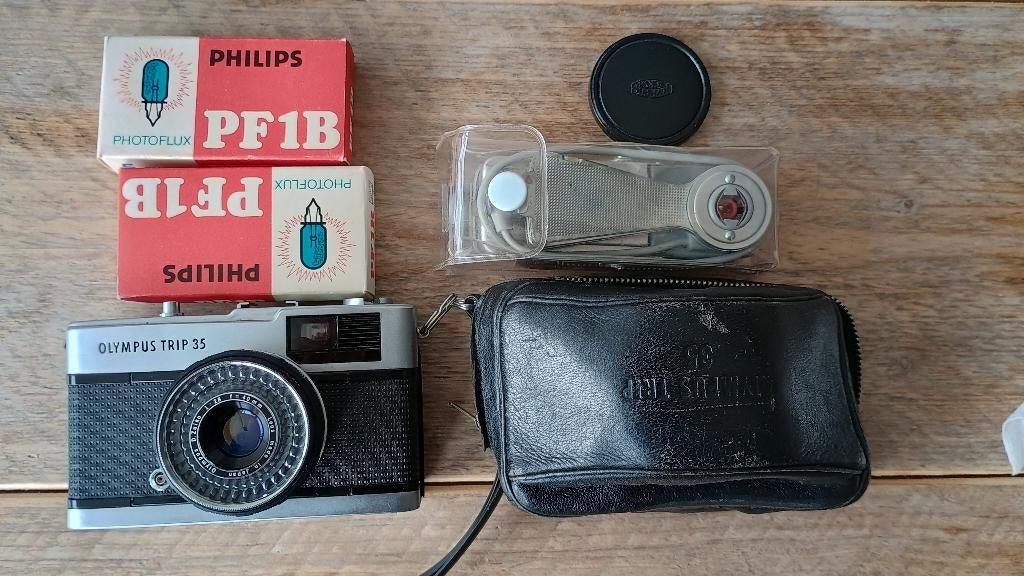 Olympus Trip 35 en toebehoren, Audio, Tv en Foto, Fotocamera's Analoog, Ophalen of Verzenden, Gebruikt, Spiegelreflex, Olympus