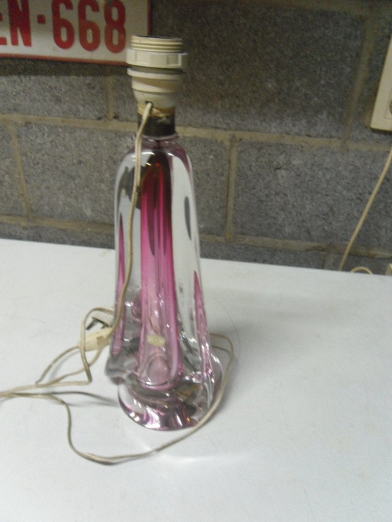 pied de lampe en cristal du val saint lambert 37 cm, Enlèvement ou Envoi