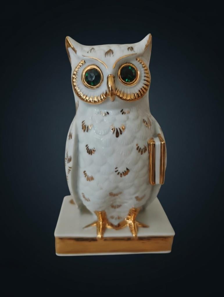 Vintage Capodimonte uil met Swarovski kristallen, Ophalen of Verzenden, Zo goed als nieuw, Figuurtje