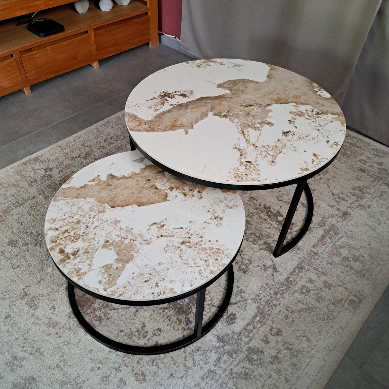tables gigognes céramique et métal, Maison & Meubles, Enlèvement, Neuf, Métal