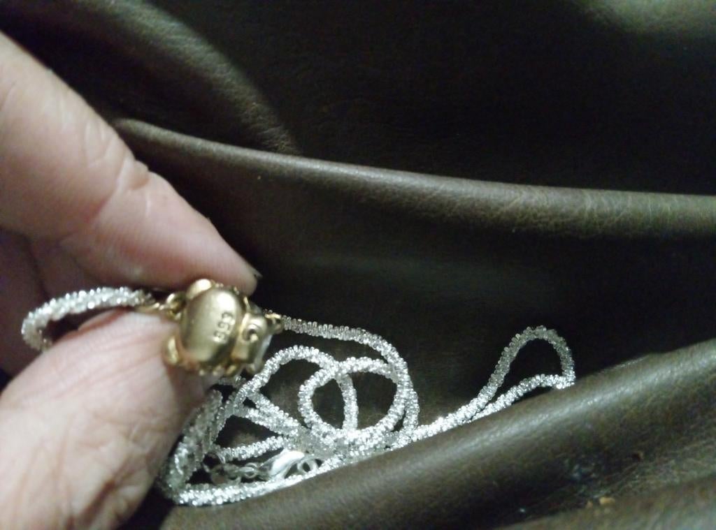 Kitty Cat gouden hangertje aan mooie zilveren halsketting., Ophalen, Goud, Goud