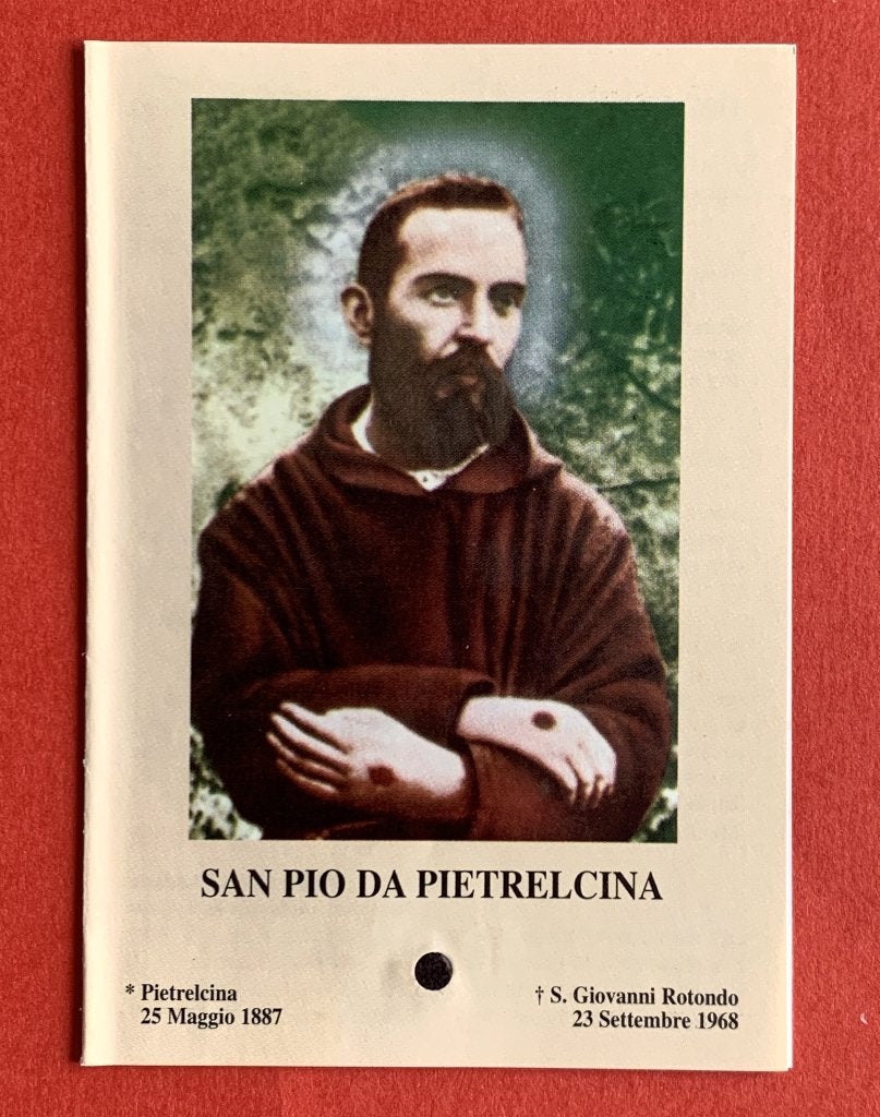 Relikwie Reliek Pater Pio  Relique, Ophalen of Verzenden, Gebruikt, Kaart of Prent, Christendom | Katholiek