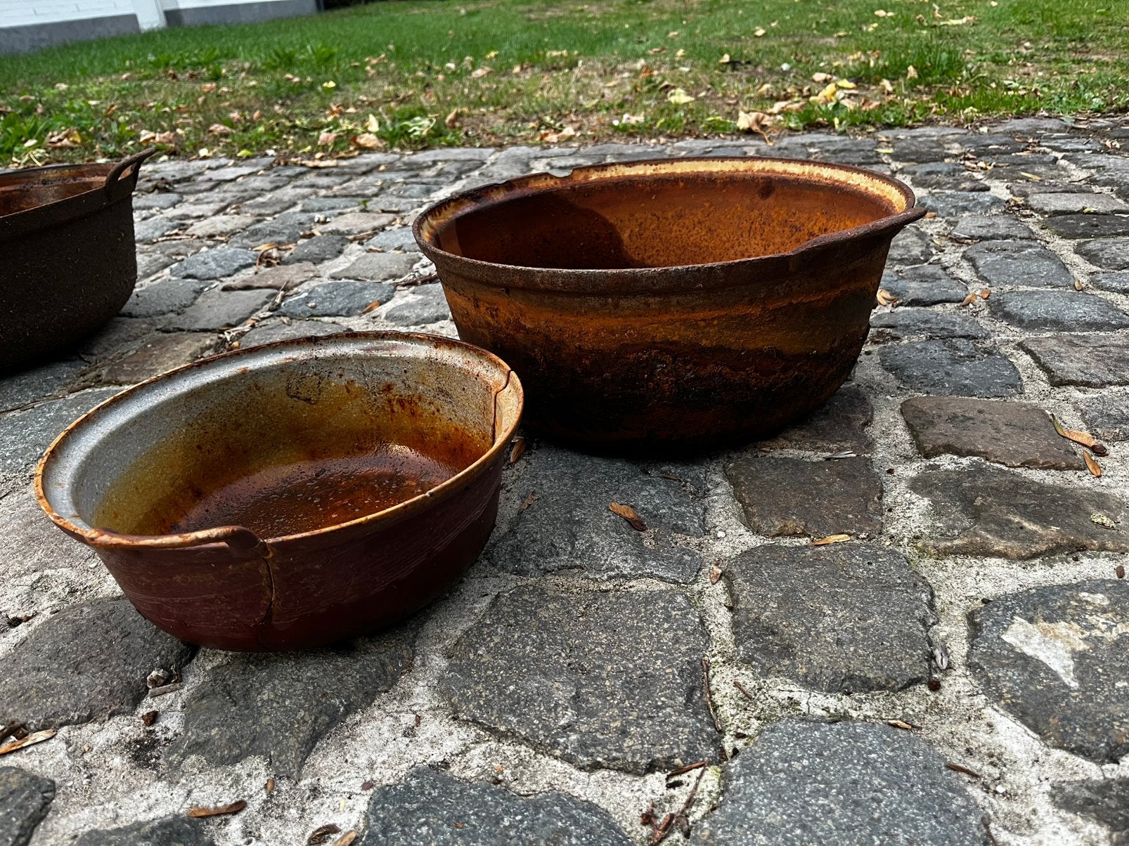 Gietijzeren potten, Tuin en Terras, Ophalen, Gebruikt, Metaal