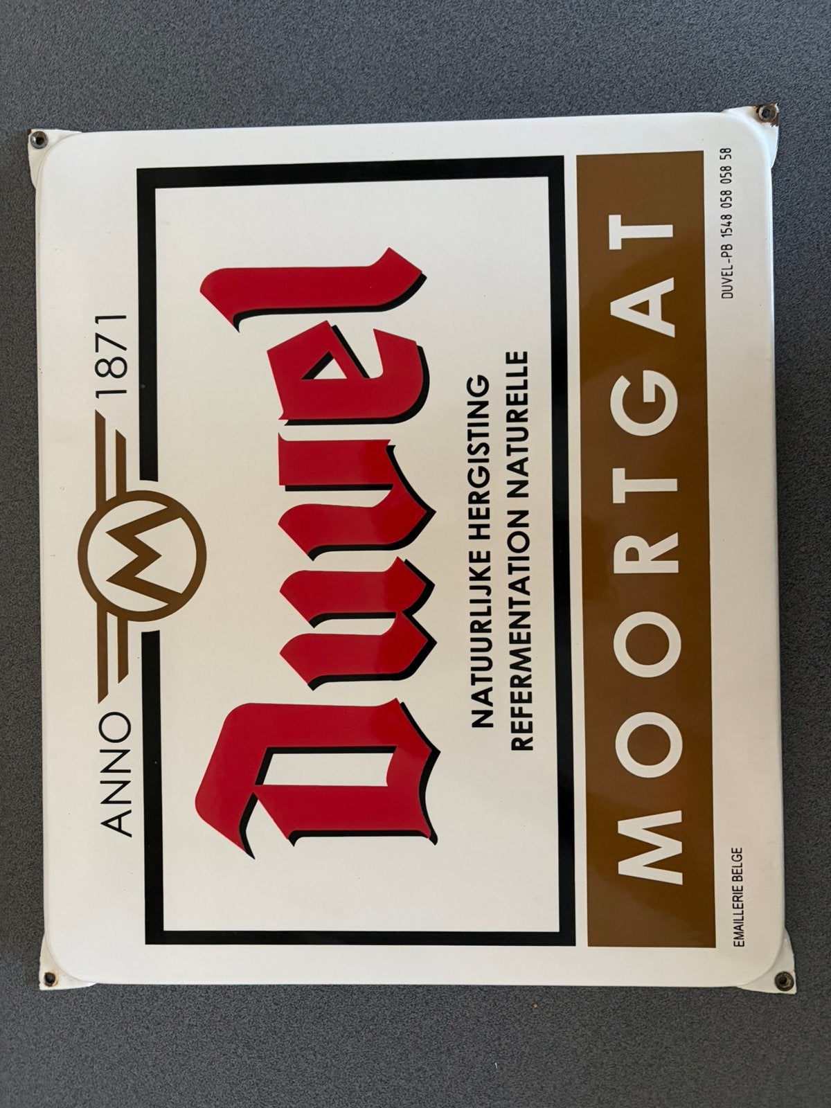 Duvel bord Emaillerie Belge, Verzamelen, Ophalen of Verzenden, Zo goed als nieuw, Duvel